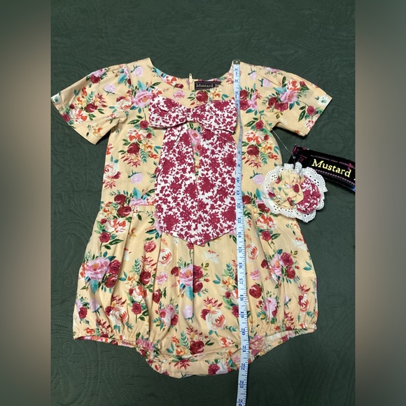 Mustard Pie Gillian Romper 4T Butterscotch Floral Cotton Bubble